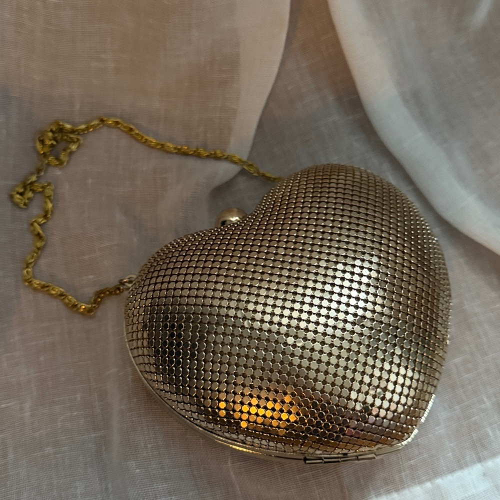 Kate Landry Heart-Shaped Gold Mesh Clutch